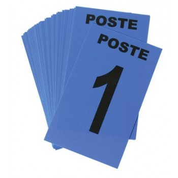 CARTE POSTE NUMÉROTÉE BLEU PLASTIQUE 6CM X 10CM PAQUET DE 24 