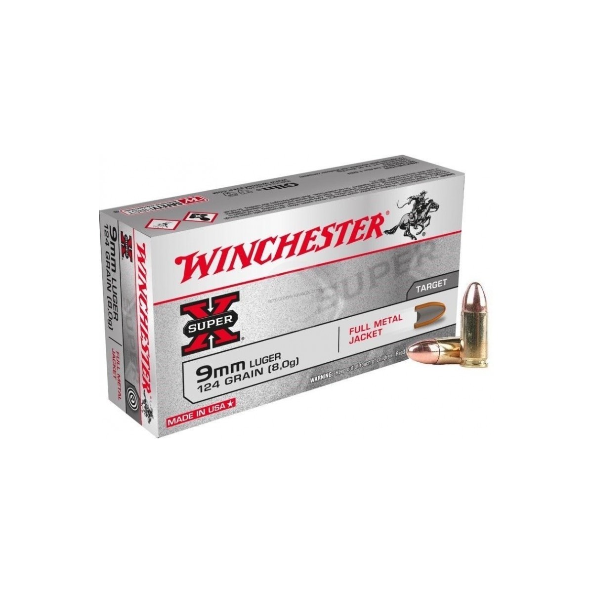 CARTOUCHES WINCHESTER SUPER-X CAL 9X19 124GR FMJ X50 CARTOUCHES WINCHESTER SUPER-X CAL 9X19 124GR FMJ X50