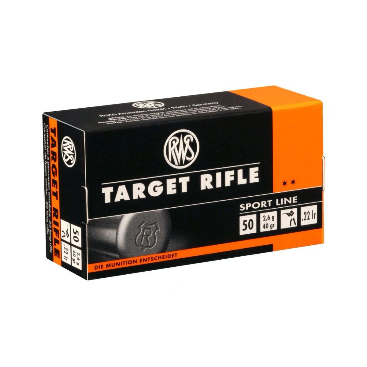 CARTOUCHES RWS TARGET RIFLE CAL 22LR 40GR X50