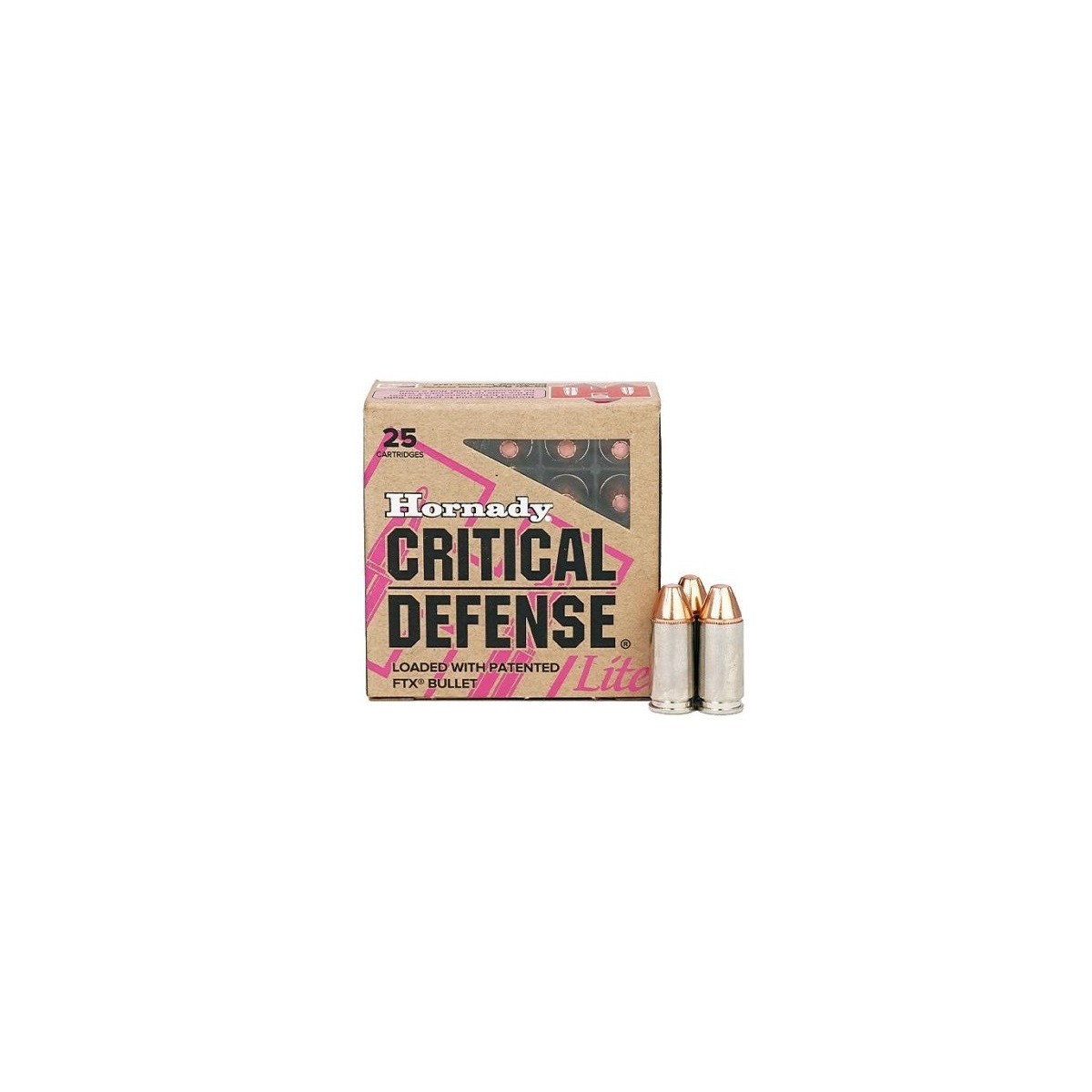 BOITE DE 25 CARTOUCHES HORNADY 9MM LUG FTX CRIT DEF