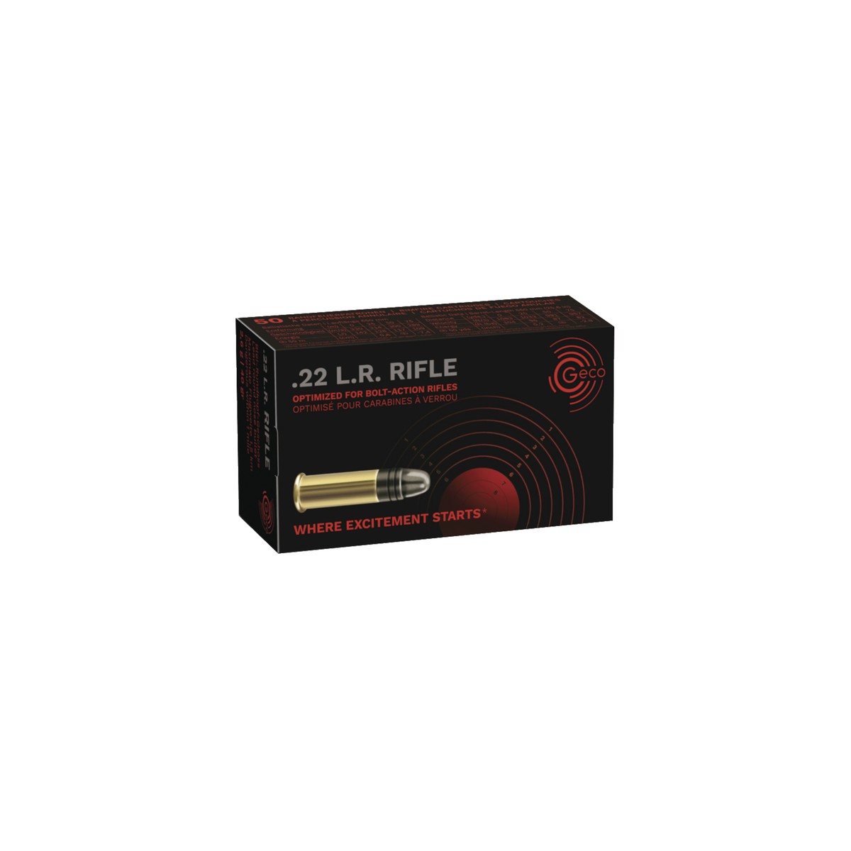 CARTOUCHES GECO RIFLE 22 LR LRN 40GR X50