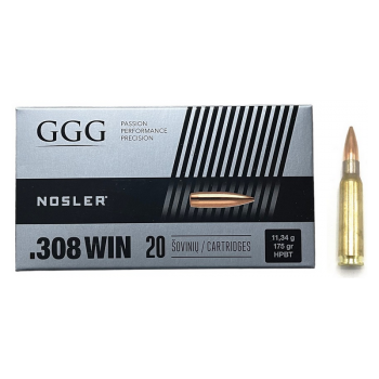 CARTOUCHES GGG CAL 308WIN HPBT NOSLER 175GR X20