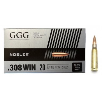 CARTOUCHES GGG MATCH CAL 308WIN HPBT NOSLER 168GR X20