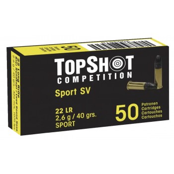 CARTOUCHES TOP SHOT STANDARD VELOCITY CAL. .22 LR LRN TÊTE PLOMB RONDE 40GR 2,59 G BTE 50