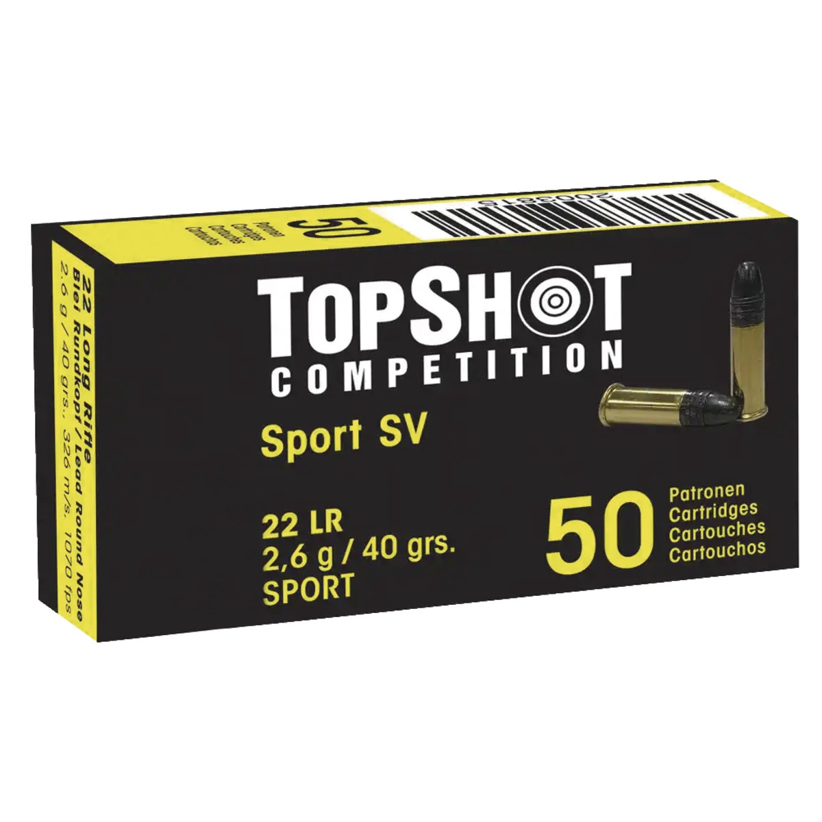 CARTOUCHES TOP SHOT STANDARD VELOCITY CAL. .22 LR LRN TÊTE PLOMB RONDE 40GR 2,59 G BTE 50 CARTOUCHES TOP SHOT STANDARD VELOCITY CAL. .22 LR LRN TÊTE PLOMB RONDE 40GR 2,59 G BTE 50