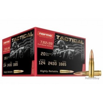 CARTOUCHES NORMA CAL 7.62X39 124GR FMJ X20