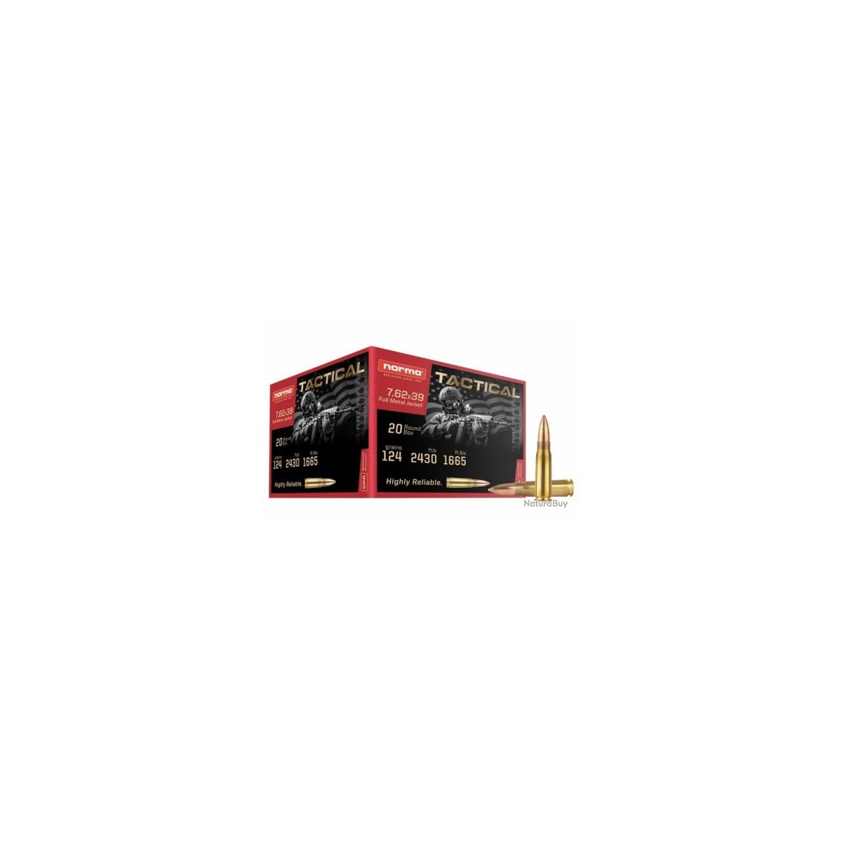 CARTOUCHES NORMA CAL 7.62X39 124GR FMJ X20 CARTOUCHES NORMA CAL 7.62X39 124GR FMJ X20