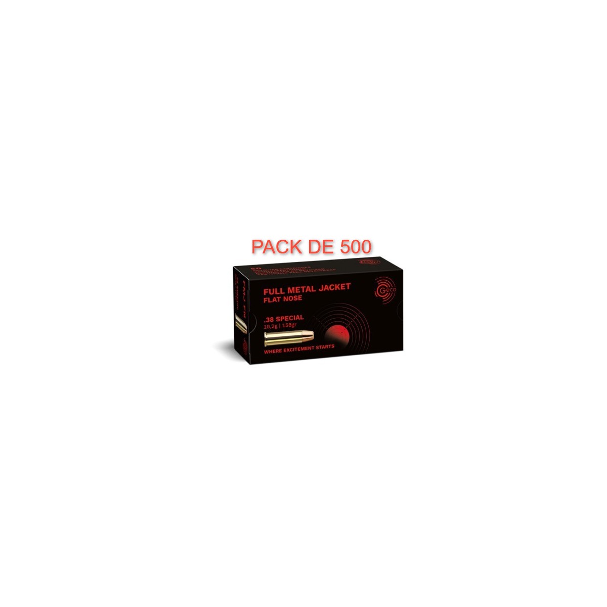 CARTOUCHES GECO 38 SPECIAL 158gr FMJ PACK DE 500 CARTOUCHES GECO 38 SPECIAL 158gr FMJ PACK DE 500